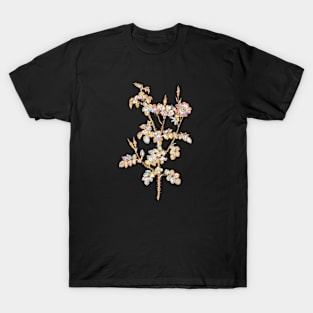 Gold Prism Mosaic Prickly Sweetbriar Rose Botanical Illustration T-Shirt